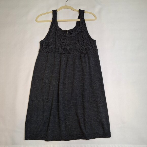 Babydoll  Cable Knit Dress Jumper Size M Empire Waist Chunky Cable Knit on Top - Picture 4 of 16